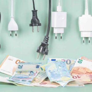 picture-of-black-and-white-wires-hanging-over-euro-dollars